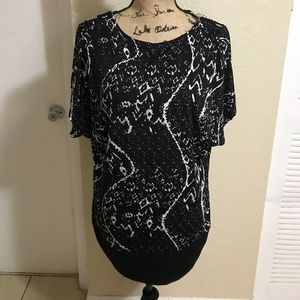 Black with white pattern blouse